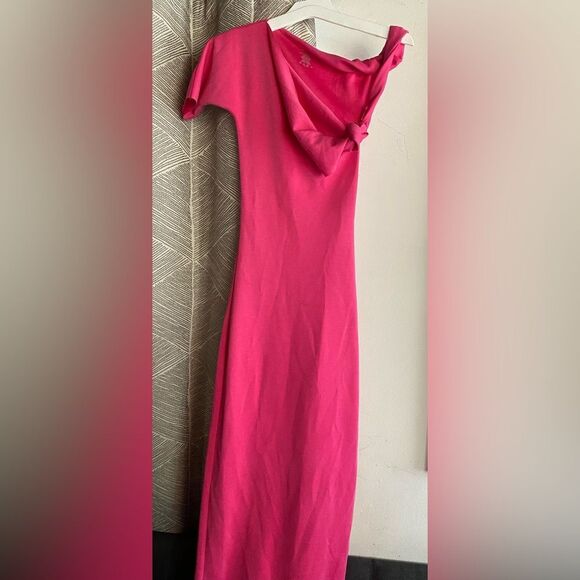 Kylie Jenner KHY Stretch Twist Maxi Dress Fuschia Pink  Size XXS - Picture 4 of 10